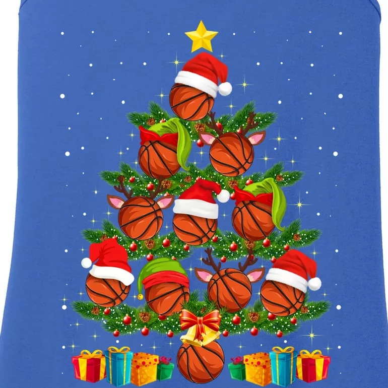 Funny Christmas Tree Basketball Xmas Light Sport Lover Gift Ladies Essential Tank