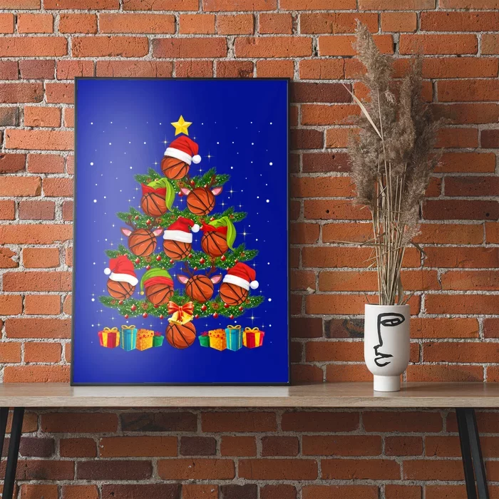 Funny Christmas Tree Basketball Xmas Light Sport Lover Gift Poster