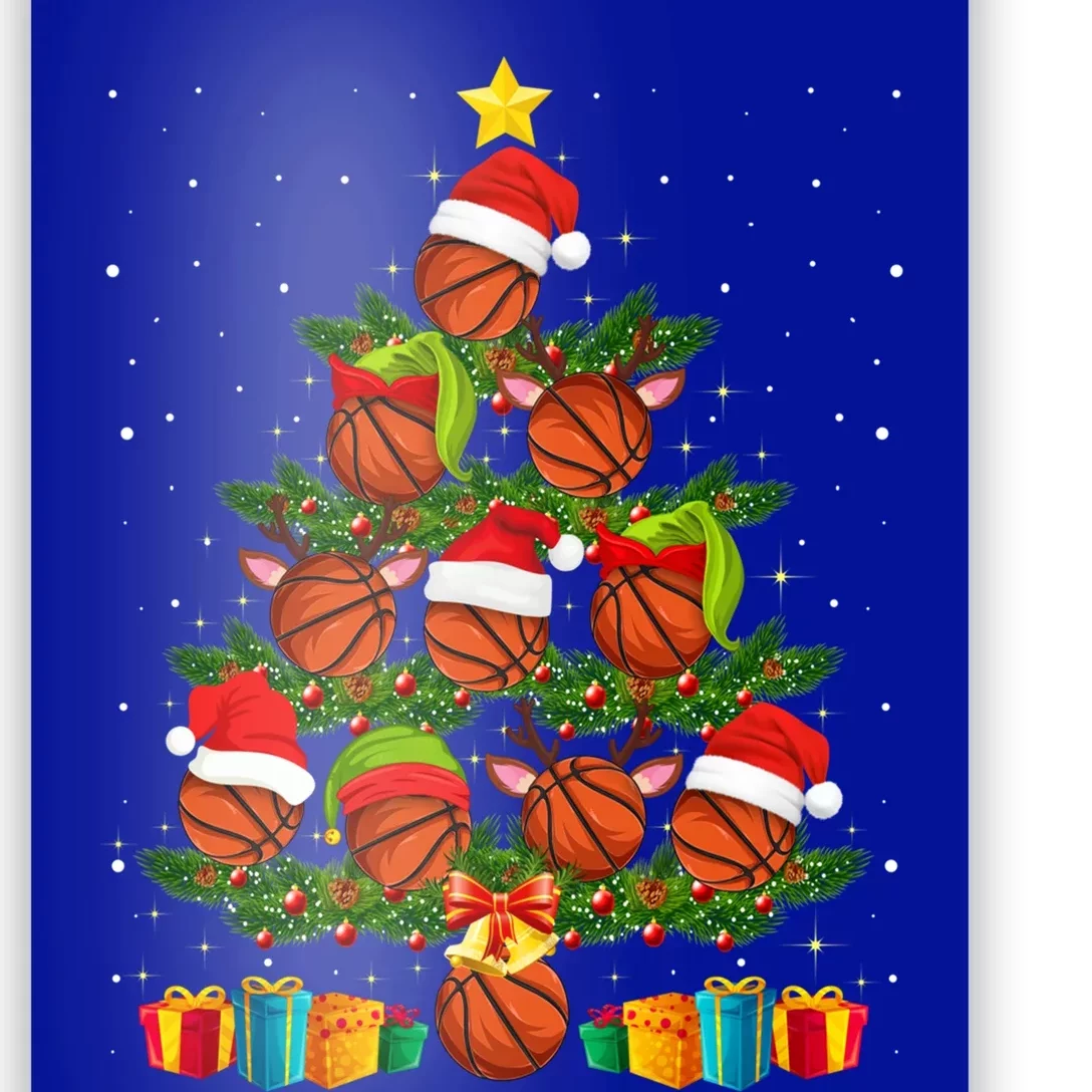 Funny Christmas Tree Basketball Xmas Light Sport Lover Gift Poster