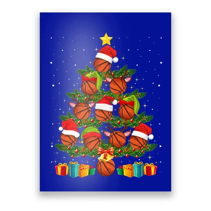 Funny Christmas Tree Basketball Xmas Light Sport Lover Gift Poster