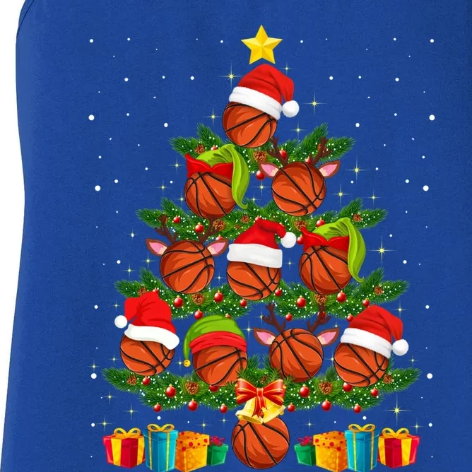 Funny Christmas Tree Basketball Xmas Light Sport Lover Gift Women's Racerback Tank