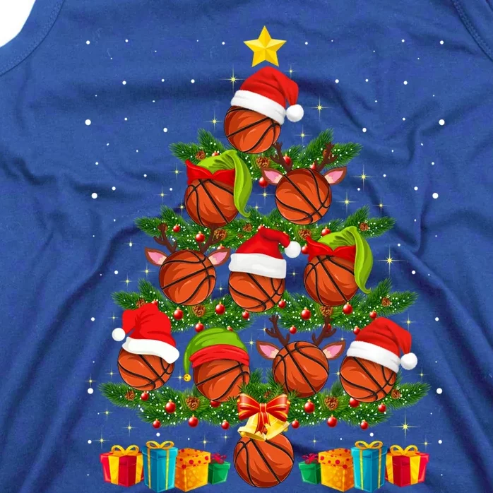 Funny Christmas Tree Basketball Xmas Light Sport Lover Gift Tank Top