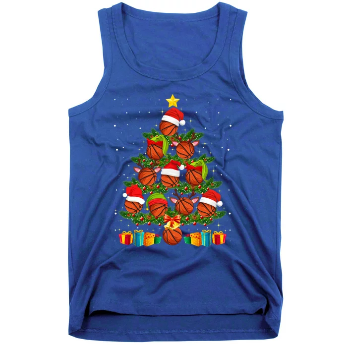 Funny Christmas Tree Basketball Xmas Light Sport Lover Gift Tank Top