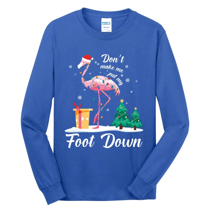 Flamingo Christmas Tree Santa Hat Xmas Light Merry Christmas Gift Tall Long Sleeve T-Shirt