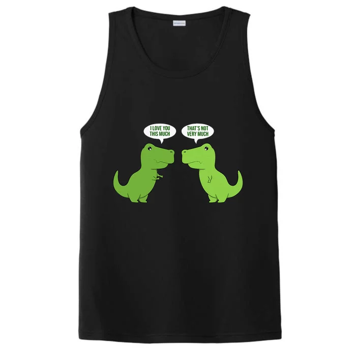 Funny Cute T Rex Dinosaur Funny Text Humour Happy Performance Tank