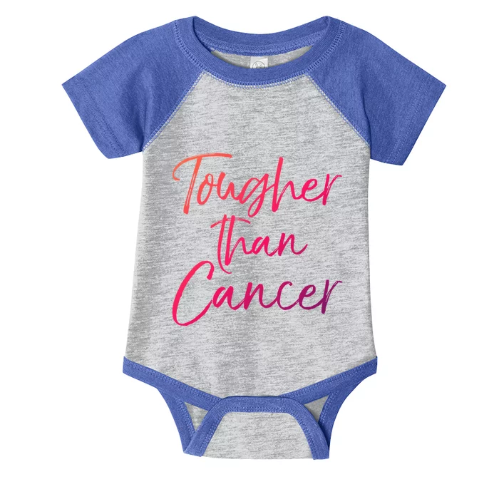 Funny Cancer Treatt Patient Gift Cute Tougher Than Cancer Gift Infant Baby Jersey Bodysuit