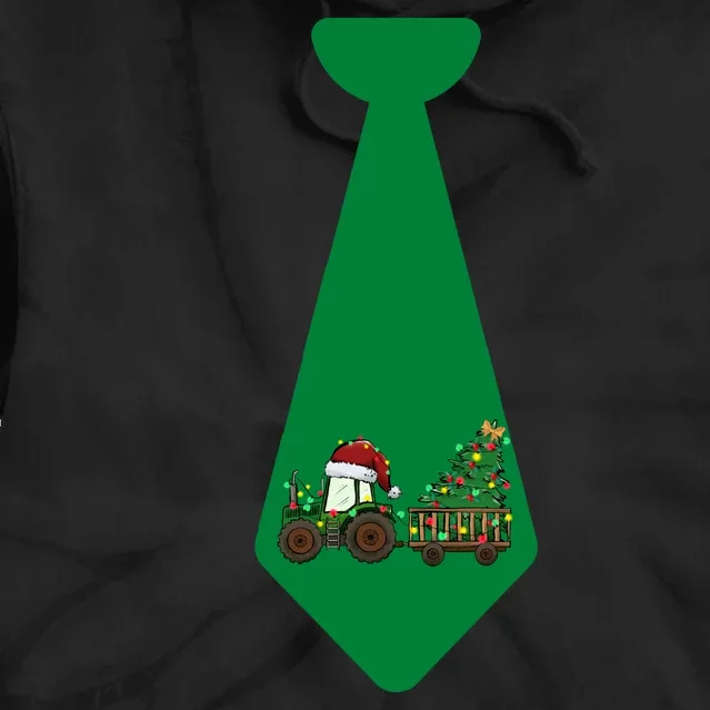 Funny Christmas Tie With Christmas Farm Tractor Tree Lights Tie Dye Hoodie