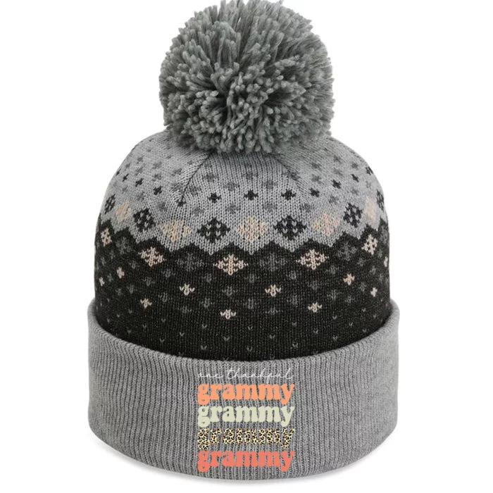 Funny Cute Thanksgiving One Thankful Grammy Autumn Tree The Baniff Cuffed Pom Beanie