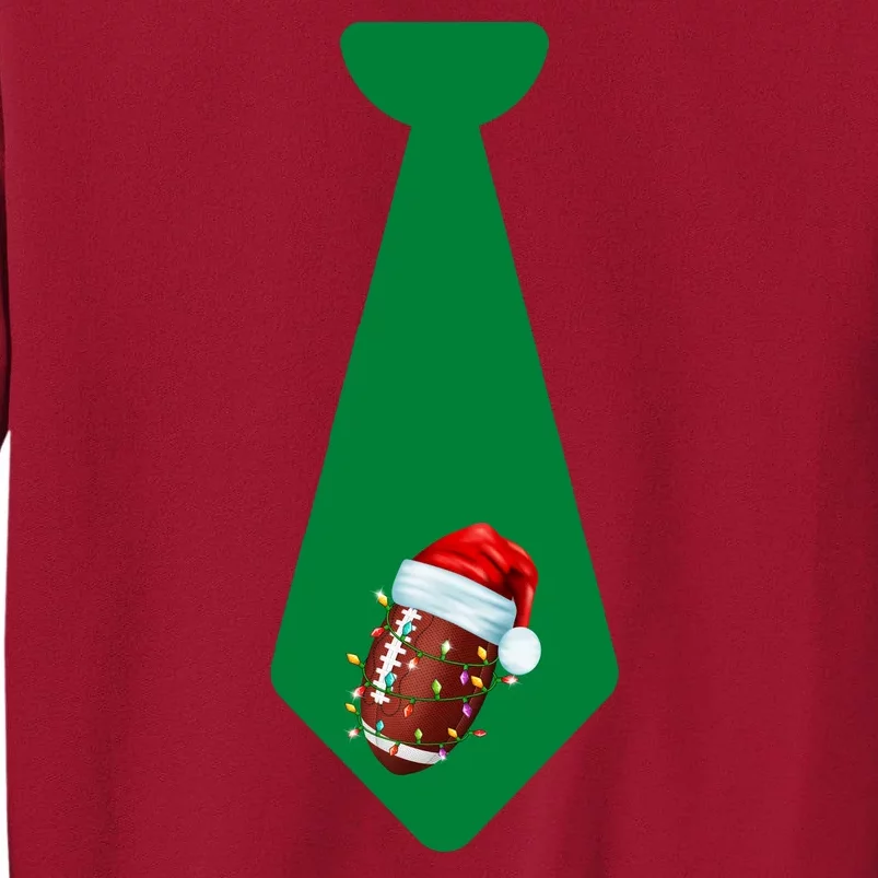 Funny Christmas Tie With Football & Lights For Family Dinner Tall Sweatshirt