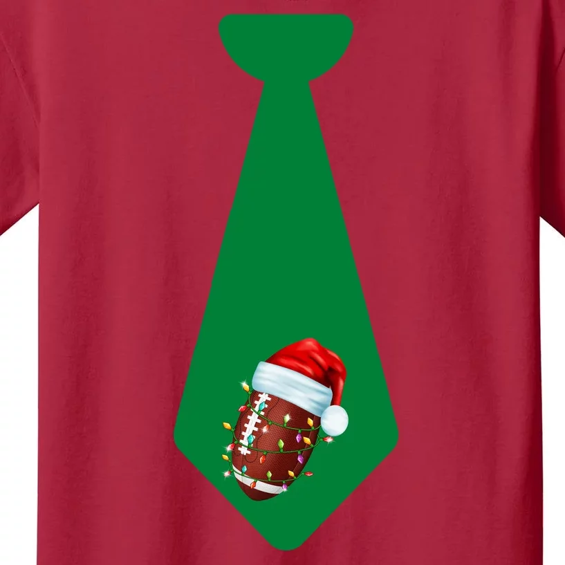 Funny Christmas Tie With Football & Lights For Family Dinner Kids T-Shirt