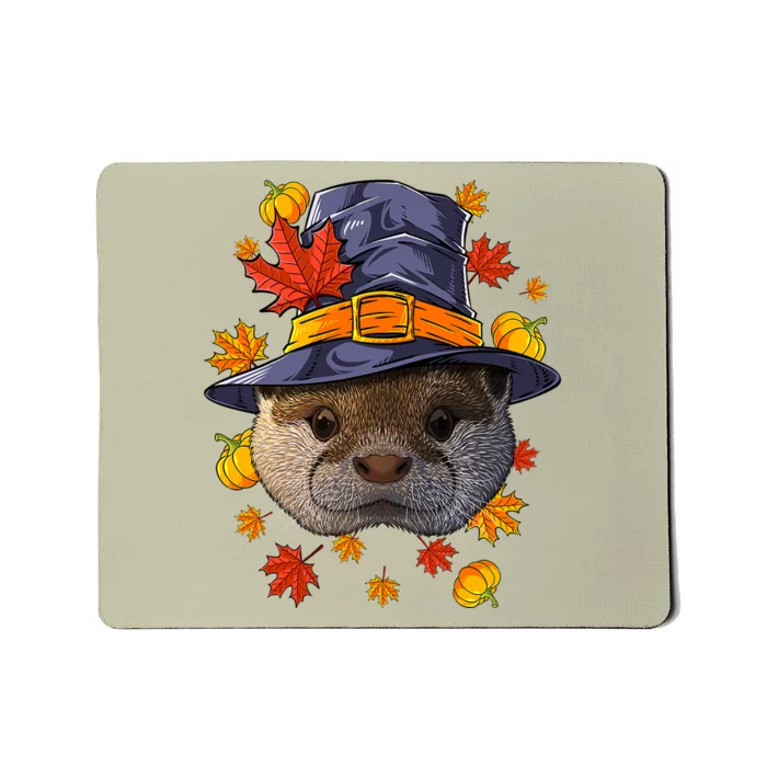 Funny Cute Thanksgiving Otter Pilgrim Costume Fall Autumn Mousepad