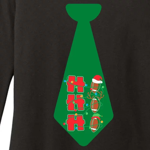 Funny Christmas Tie With Football & Lights For Family Dinner Funny Football Womens CVC Long Sleeve Shirt