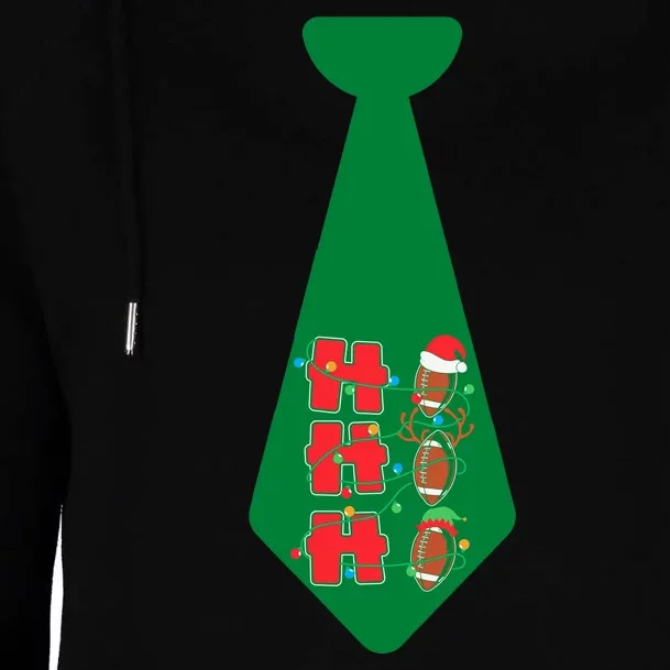 Funny Christmas Tie With Football & Lights For Family Dinner Funny Football Womens Funnel Neck Pullover Hood