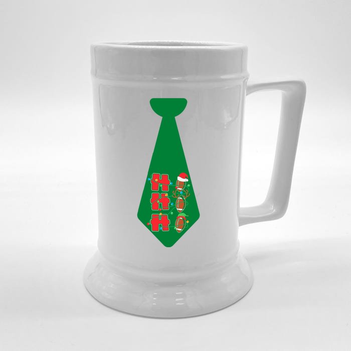 Funny Christmas Tie With Football & Lights For Family Dinner Funny Football Front & Back Beer Stein