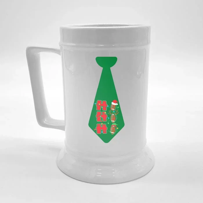 Funny Christmas Tie With Football & Lights For Family Dinner Funny Football Front & Back Beer Stein