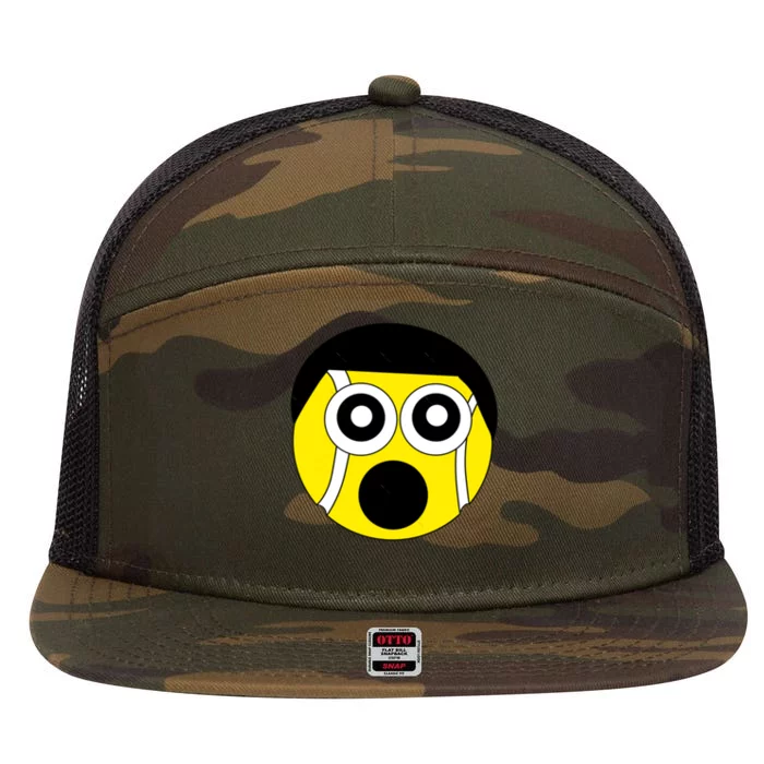 Fun Crazy Tennis Ball Face 7 Panel Mesh Trucker Snapback Hat