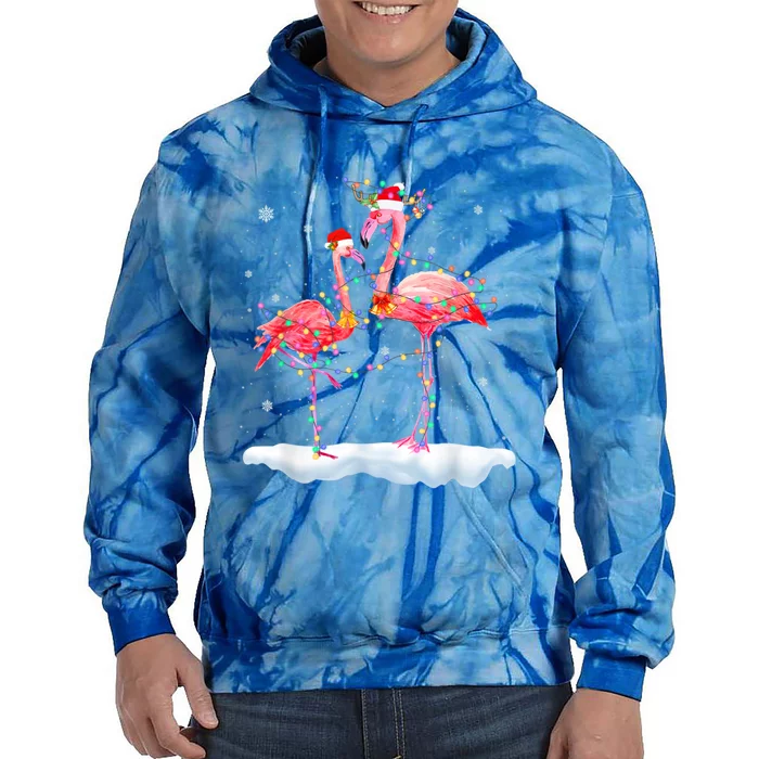 Flamingo Christmas Tree Funny Xmas Holiday Gift Tie Dye Hoodie