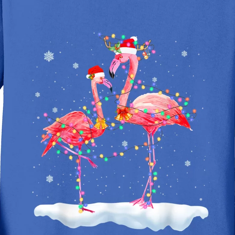 Flamingo Christmas Tree Funny Xmas Holiday Gift Kids Long Sleeve Shirt