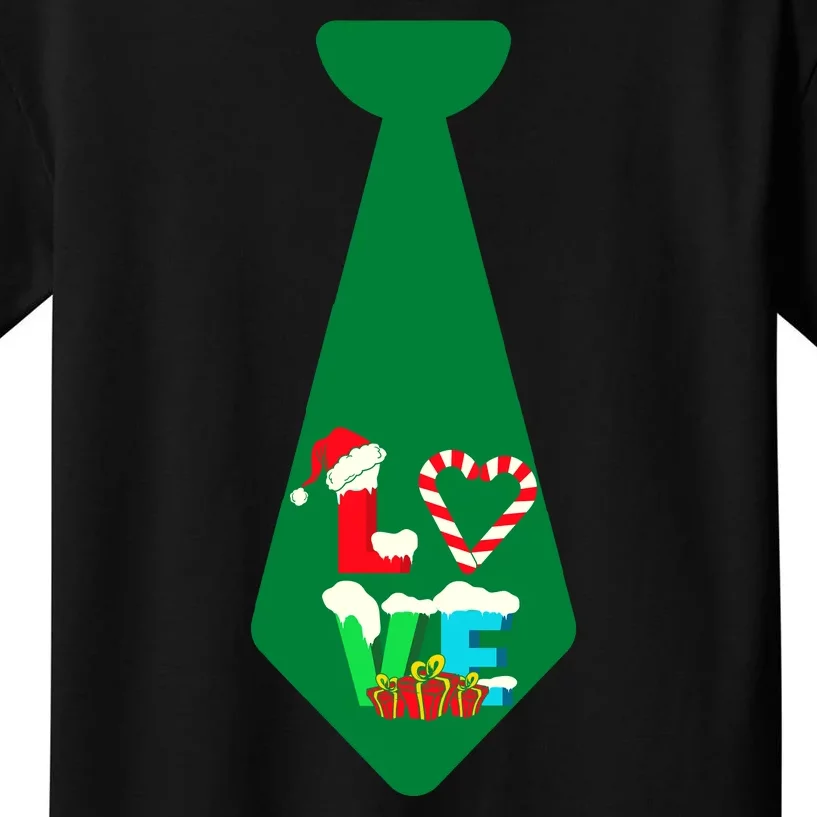 Funny Christmas Tie With Love For Family Dinner Kids T-Shirt