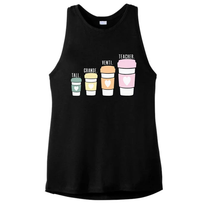 Funny Coffee Themed Teacher Tall Grande Venti Teacher Ladies Tri-Blend Wicking Tank