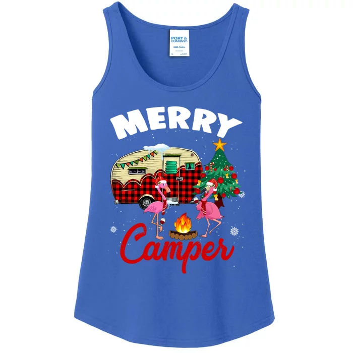 Flamingo Christmas Tree Xmas Family Holiday Party Camper Gift Ladies Essential Tank