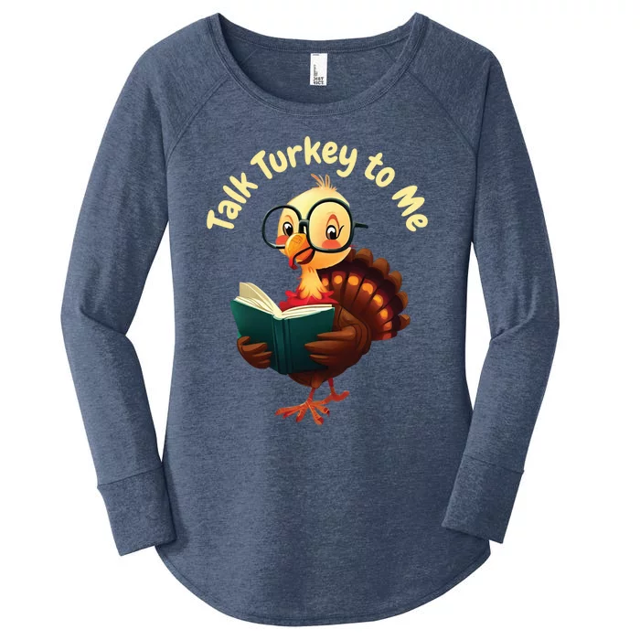 Feathered Conversations Talk Turkey To Me Thanksgiving Meaningful Gift Women's Perfect Tri Tunic Long Sleeve Shirt