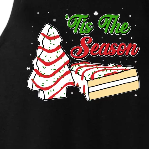 Funny Christmas Tis The Season Tree Cakes Ladies Tri-Blend Wicking Tank