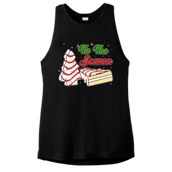 Funny Christmas Tis The Season Tree Cakes Ladies Tri-Blend Wicking Tank