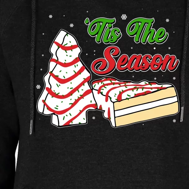 Funny Christmas Tis The Season Tree Cakes Womens Funnel Neck Pullover Hood