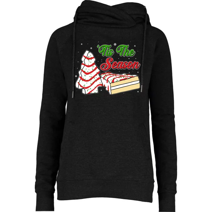 Funny Christmas Tis The Season Tree Cakes Womens Funnel Neck Pullover Hood