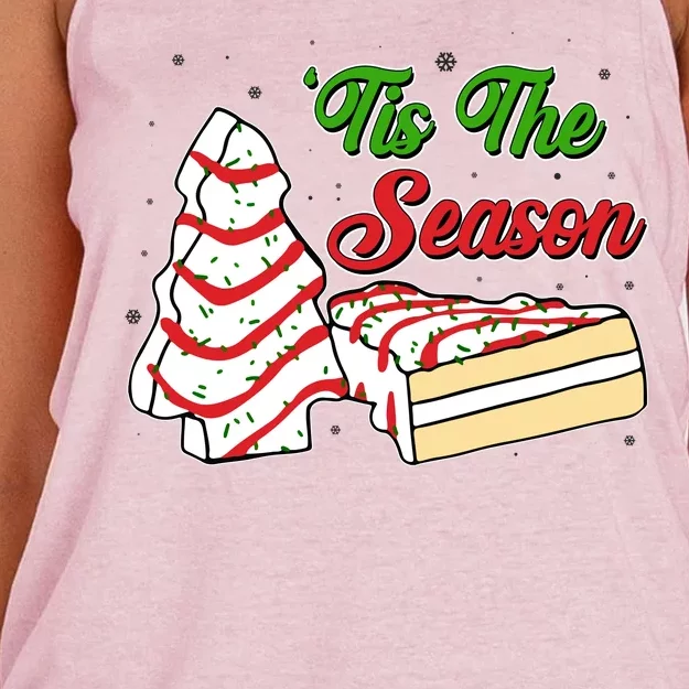 Funny Christmas Tis The Season Tree Cakes Women's Knotted Racerback Tank