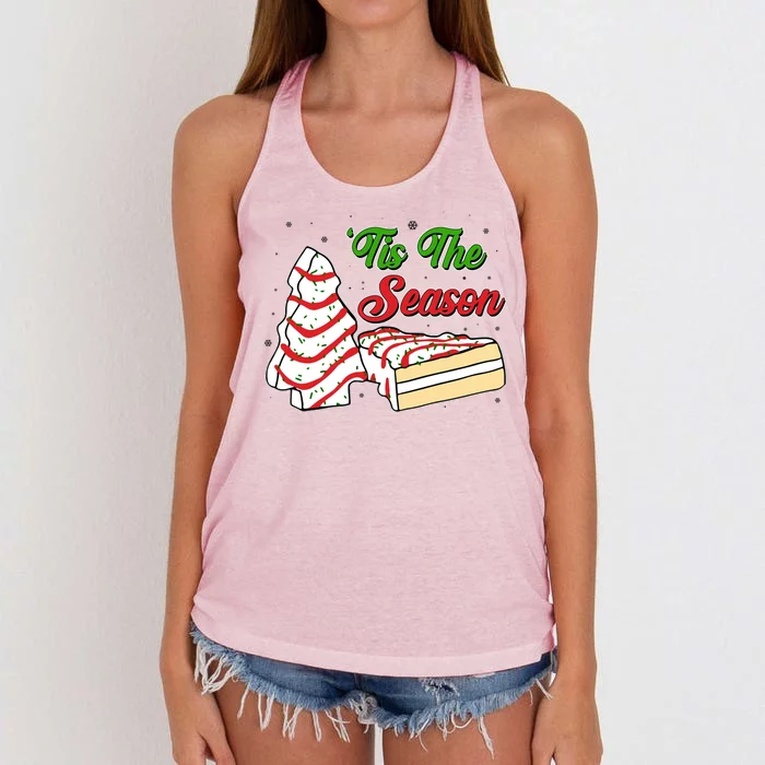 Funny Christmas Tis The Season Tree Cakes Women's Knotted Racerback Tank