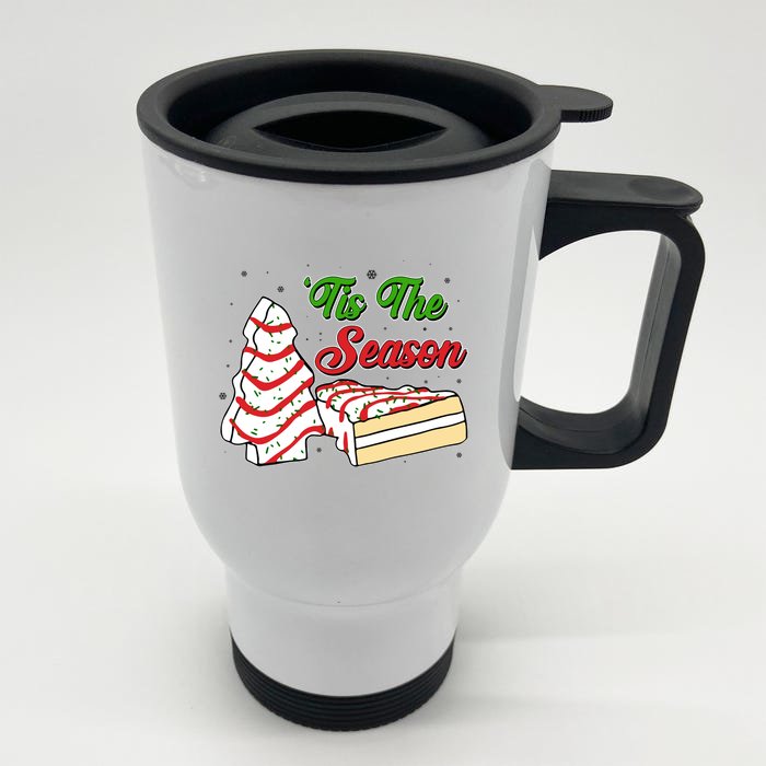 Funny Christmas Tis The Season Tree Cakes Front & Back Stainless Steel Travel Mug