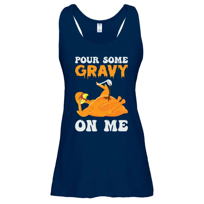 Funny Cute Thanksgiving Pour Some Gravy On Me Turkey Ladies Essential Flowy Tank