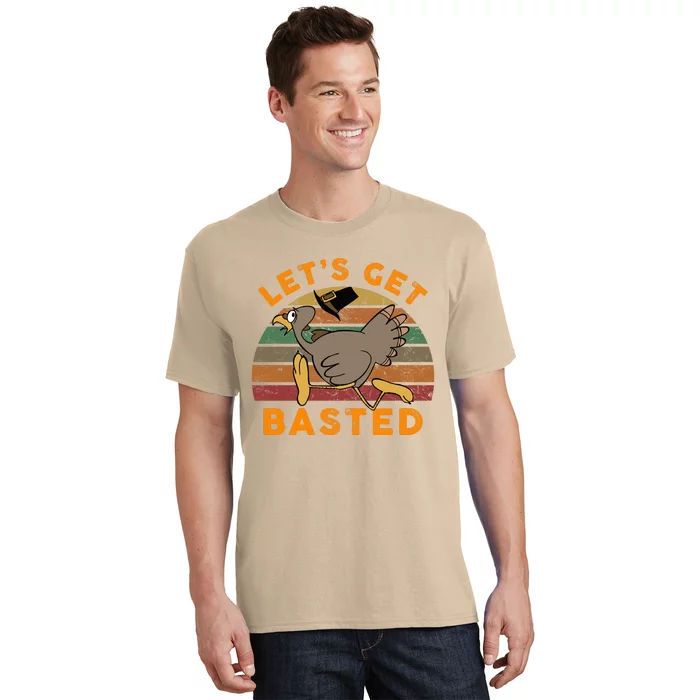 Funny Cute Time To Get Basted Beer Let's Get Adult Turkey T-Shirt