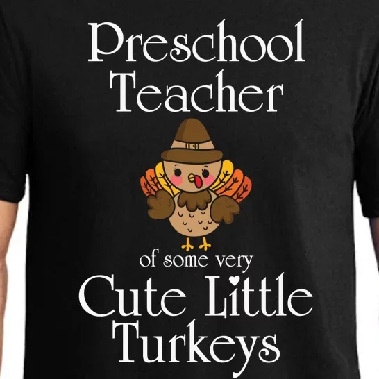 Funny Cute Thanksgiving Preschool Teacher Little Turkeys Pajama Set