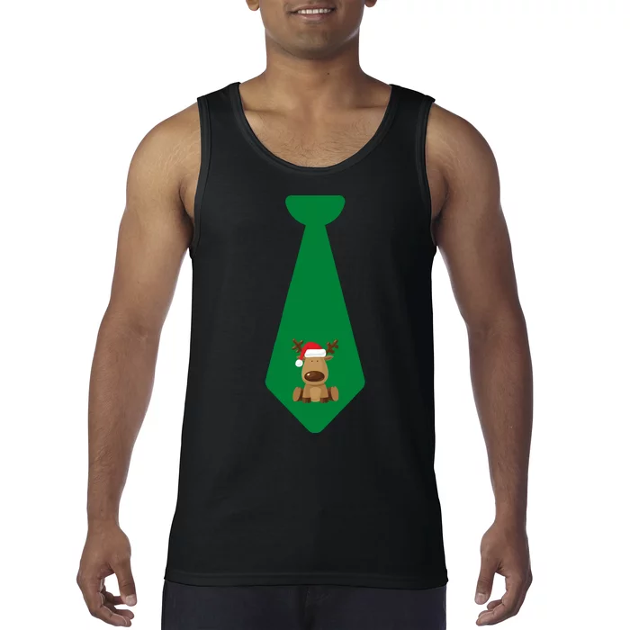 Funny Christmas Tie With Baby Reindeer For Family Dinner Merry Christmas Tie Tank Top