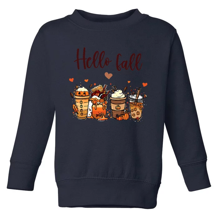 Funny Cute Thanksgiving PSL Autumn Hello Fall Pumpkin Spice Lattes Toddler Sweatshirt