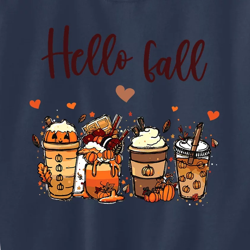 Funny Cute Thanksgiving PSL Autumn Hello Fall Pumpkin Spice Lattes Kids Sweatshirt