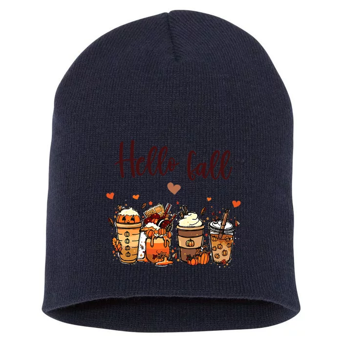 Funny Cute Thanksgiving PSL Autumn Hello Fall Pumpkin Spice Lattes Short Acrylic Beanie