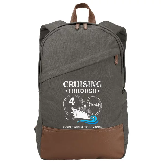 funny Cruising Through 4 Years fourth Anniversary Cotton Canvas Backpack