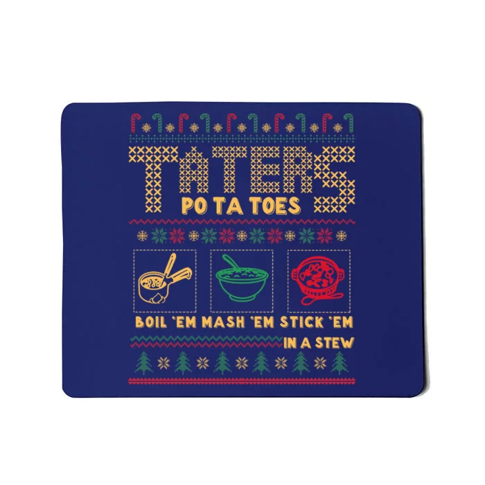 Funny Christmas Taters Potatoes Ugly Christmas Sweater Mousepad