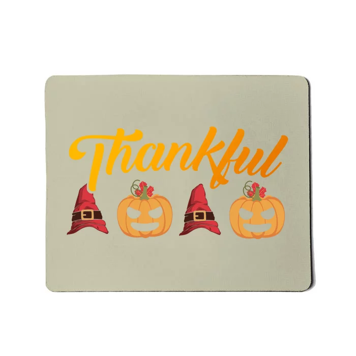 Funny Cute Thankful Pumpkin Witch Hat, Thankful Grateful Blessed Autumn Fall 202 Mousepad