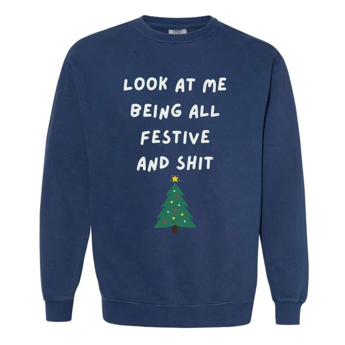 Funny Christmas Tree Garment-Dyed Sweatshirt