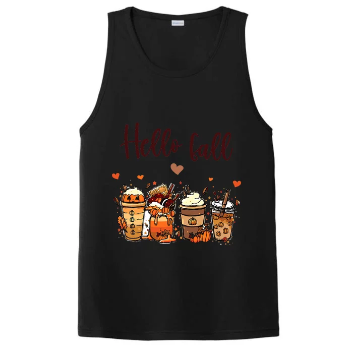 Funny Cute Thanksgiving PSL Autumn Hello Fall Pumpkin Performance Tank