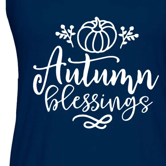 Funny Cute Thanksgiving Pumpkin Autumn Blessings Ladies Essential Flowy Tank