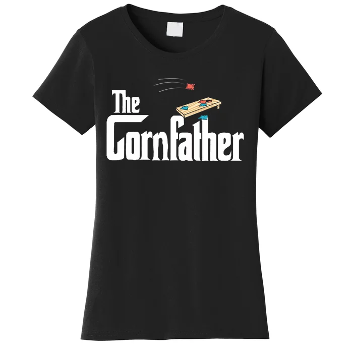 Funny Cornhole The Cornfather Funny Fathers Women's T-Shirt