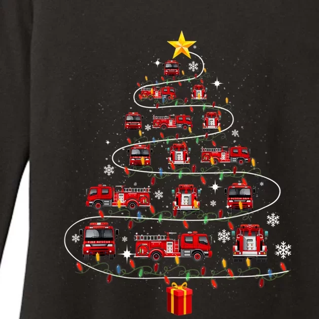 Firefighter Christmas Tree Fire Truck Fire Xmas Funny Gift Great Gift Womens CVC Long Sleeve Shirt