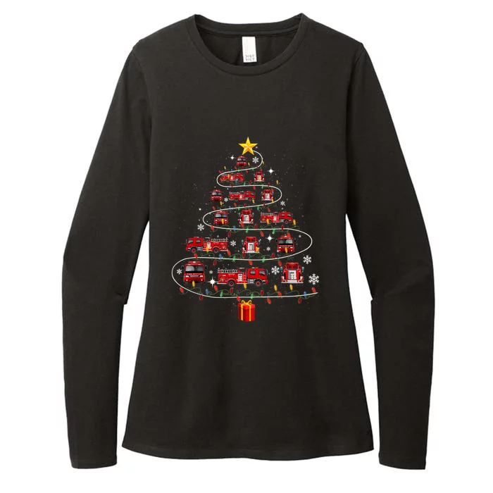 Firefighter Christmas Tree Fire Truck Fire Xmas Funny Gift Great Gift Womens CVC Long Sleeve Shirt