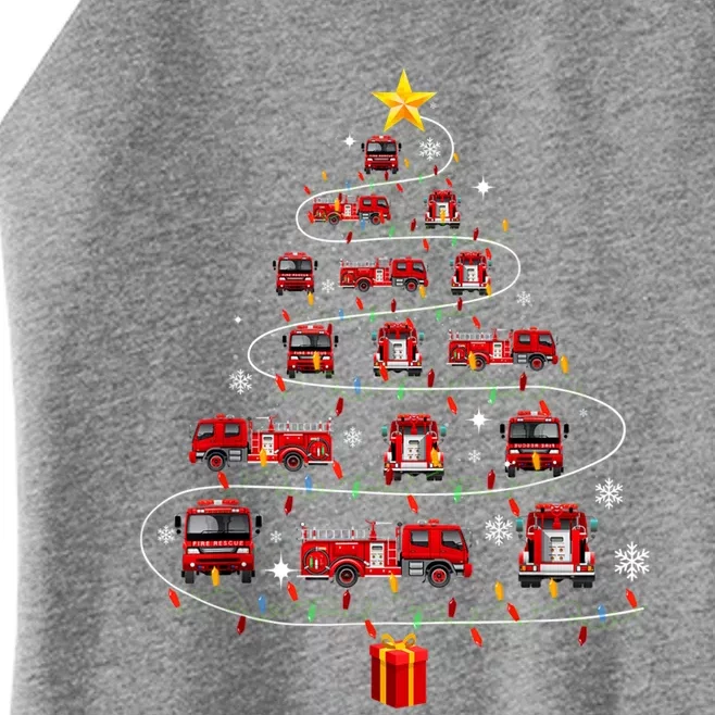 Firefighter Christmas Tree Fire Truck Fire Xmas Funny Gift Great Gift Women’s Perfect Tri Rocker Tank